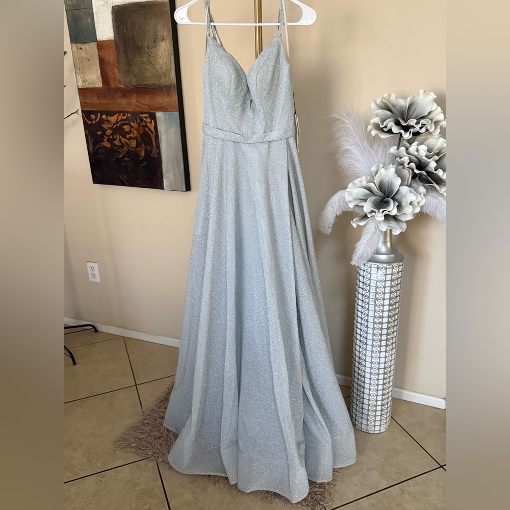 Elegant Silver Evening Gown
